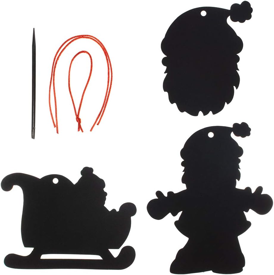 Craft County Magic Ornaments – Color Scratch Holiday Crafts – Each Kit Makes 24 – Recommended Ages 5 and Up (Santa)