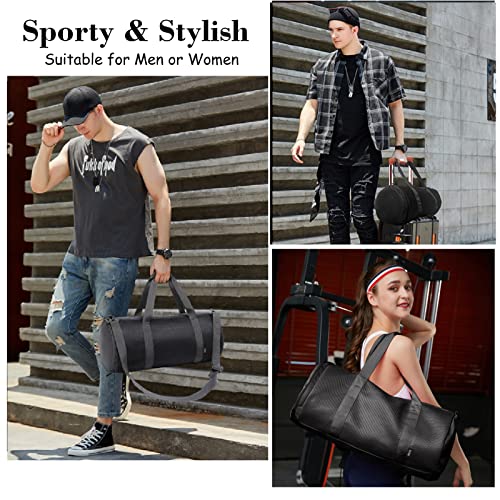 Gym Duffle Bag For Sports Women: Large Travel Bags For Men Sport Yoga Tote For Ladies Waterproof Duffel With Shoulder Strap For Boys Carry On Weekender Bag With Shoe Compartment For Exercise (Black) #TOP5