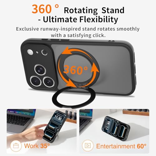 Image of Magnetic Case for iPhone 17 Pro With Magnetic Ring Stand, [Compatible with Magsafe] [Military Grade Drop Protection] Shockproof Phone Cover for iPhone 17 Pro Full Camera Protection 6.3 inch Black