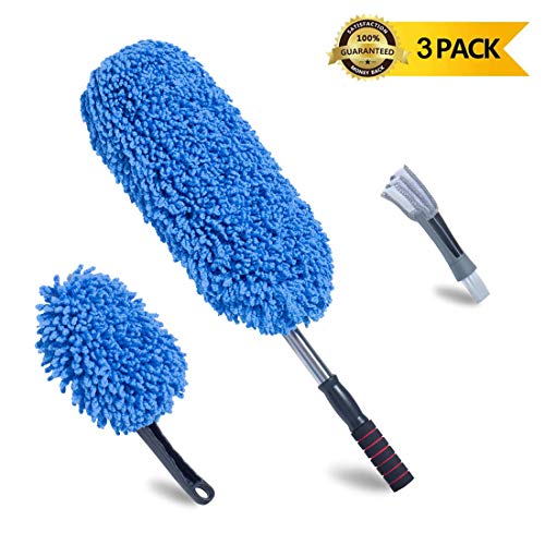 Loyakuu (3Pack) Microfiber Car Duster Extendable Handle Interior Exterior Multipurpose Cleaning Car Brush