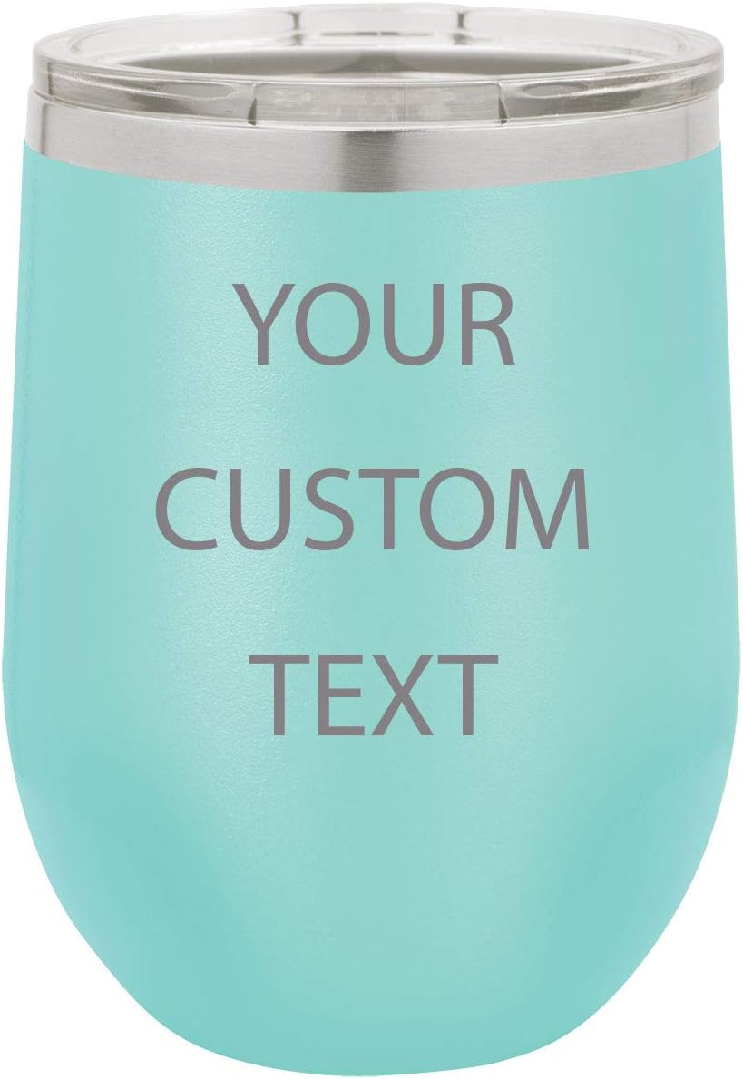 Custom Personalized Stainless Steel Engraved Insulated 12 oz Wine Tumbler (Teal)