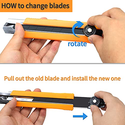 2 Pack Box Cutter Retractable Heavy Duty, Ergonomic Razor Knife, Multi-Purpose Custom Utility Knife Retractable, 6 Snapped Sections Sk5 Box Cutter #TOP1