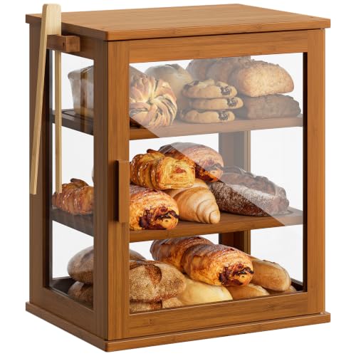 WOWLIVE Bread Box for Kitchen Countertop, 3 Layers Bread Storage Container