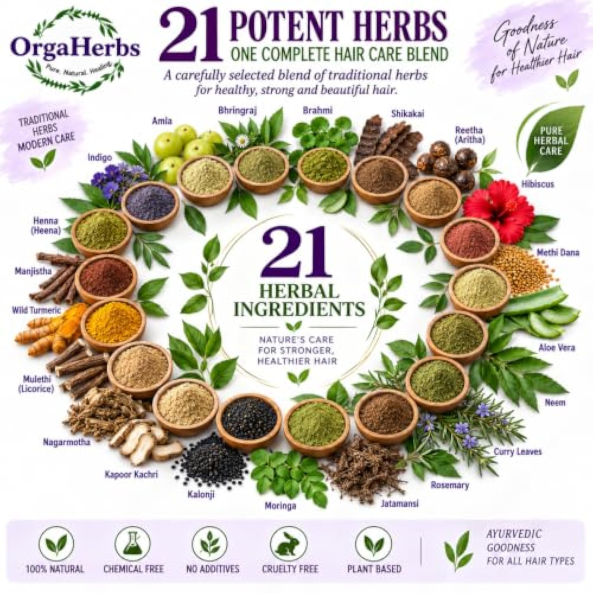 21 in 1 Herbal Hair Mask Powder for Hair & Scalp Care