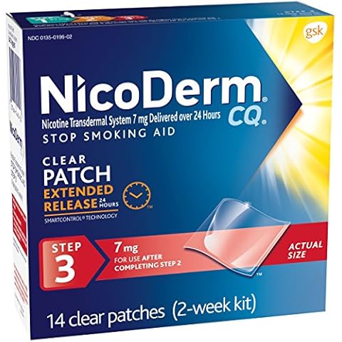NicoDerm CQ Step 3, 7 mg, 14 Clear Patches. Cover