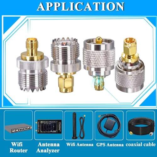Adaptador coaxial SMA a UHF PL259 kit 4 piezas miniatura 4
