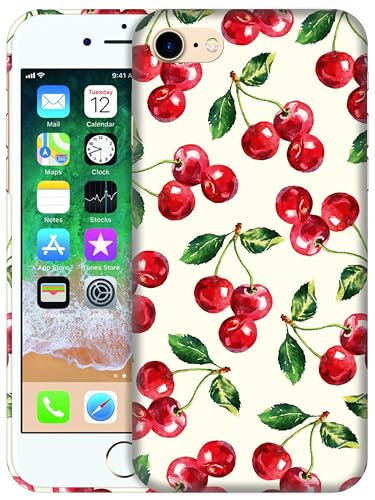 GlamCase for iPhone SE 3 2022 / SE 2 2022/7 / 8, iPhone SE 3 / SE 2/7 / 8 Case - Cherry Watercolor Pattern Printed Cute Slim Fit Plastic Designer Back Case for iPhone SE 3 / SE 2/7 / 8