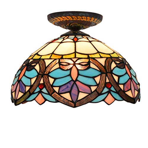 Plafonnier de style vitrail 12 pouces, luminaire d'exception E27 40W