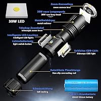 ASORT LED taschenlampe extrem hell, Mit 2 COB-Lampe, Taktische Licht 9 Lichtmodi, Memory-Modus, USB aufladbar taschenlampe，IPX6 Wasserdicht, für Camping, Wandern, Angeln, Outdoor, Notfäll – Ansicht 8