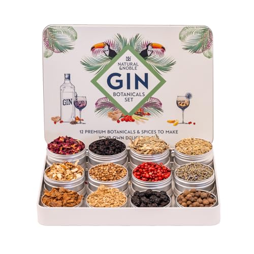 Produktfoto von 12 Premium Gin Botanicals DIY Gin-Set. Gin-Gewürz-Geschenk