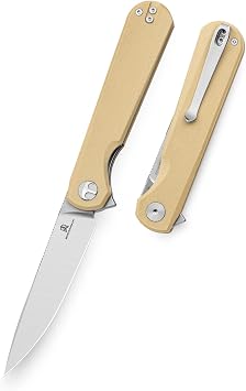 D2 Steel Blade Flick Knife 3.49" Drop Point, G10 Scales, Liner Lock, Flipper by BESTECHMAN