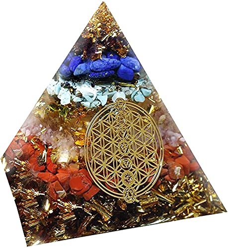 Orgone Pyramid - Positive Energy Generator with 7 Different Healing Stone, Raw Clear Quartz Crystal,for Inner Healing,Meditation/Reiki/Purify Self/Healing Chakra, Health Wealth Love Kit(Career)
