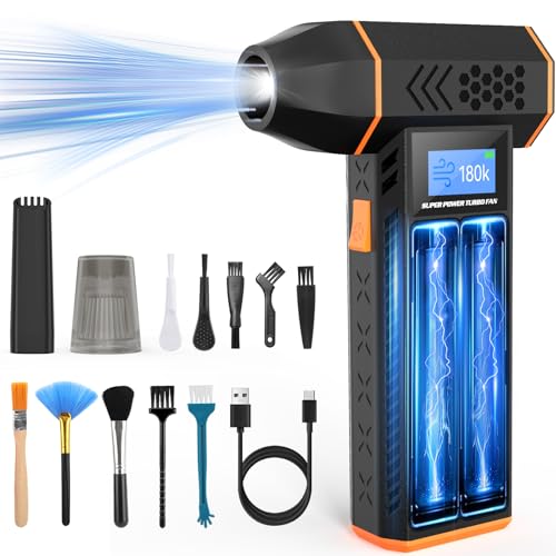 Compressed Air Duster-180000RPM Super Power Cordless Electric Air Blower Duster, 8000mAh USB Rechargeable Durable 4-Gear Adjustable Dust Blower Cleaner for PC, Keyboard, Outdoor, House and Car