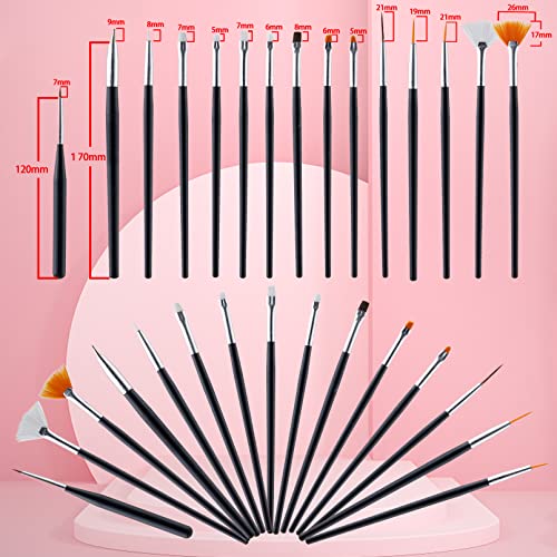 31Pcs Nail Art Brushes,Acrylic Nail Brushes Set For Nail Art,Nail Dotting Pens,Nail Painting Brush Pen,Nail Dust Brush,Silicone Nail Art Pen,Nail Art Liner Brush Extension Gel Brush For Home Salon Diy #TOP1