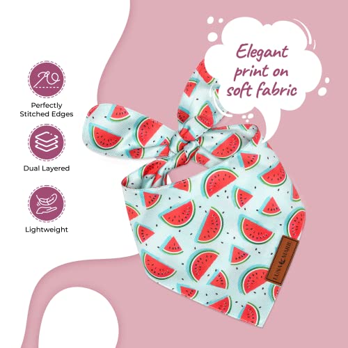 Lunamarie - Luxury Dog Bandanas - Cute Unique Designs | Premium & Silky Poly Fabric | 100% Handmade Custom Shape Dual Layered Reversible Small, Med, Large Cat Scarf (Watermelon, Large) #TOP6