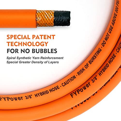 Fypower Air Compressor Hose 3/8 Inch X 50 Feet Hybrid Hose With Fittings, Flexible And Kink Resistant, 1/4" Industrial Quick Coupler And Plug Kit #TOP2