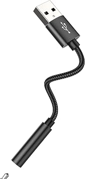3.5mm to USB Adapter Audio Jack AUX Headphone Sound Cable Pc Microphone External Headset Converter Auxiliary DAC Input Port Stereo Cord Dongle Interface Male Replacement Speaker for Apple