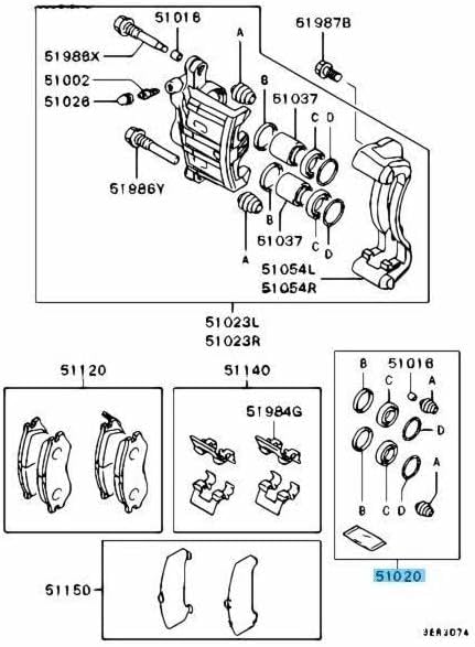 Generic Genuine OEM For Mitsubishi LANCER Evo 45513 CT9A Front Brake Caliper Seal Kit MR407375