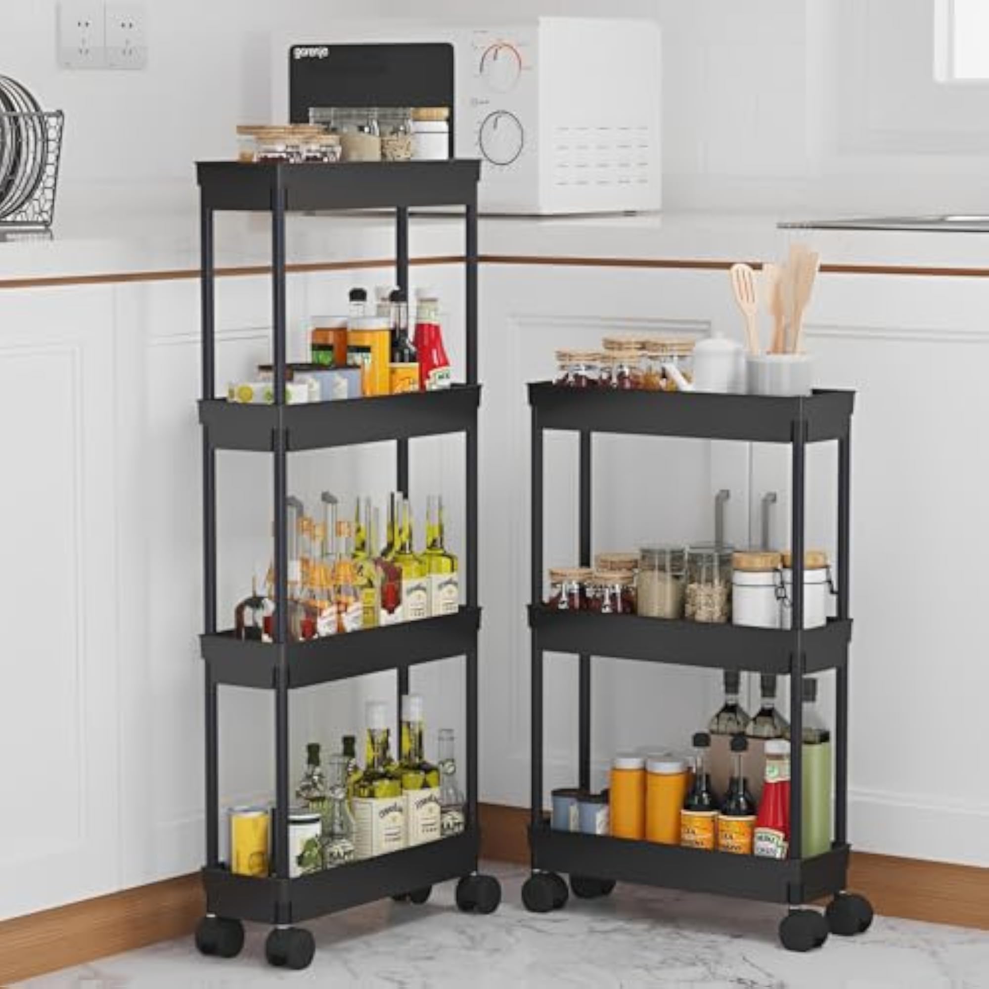 4-Tier Slim Rolling Storage Cart for Kitchen & Bathroom