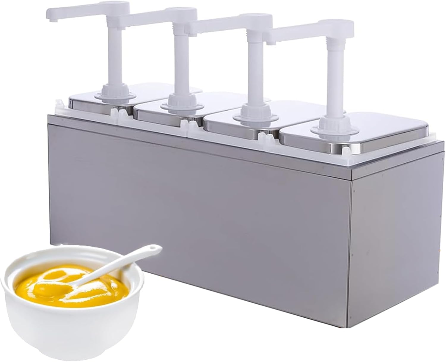 2L Sauce Dispenser Pump, 6L/8L/10L Stainless Steel Condiment Pump, Condiment Pump Dispenser, 30cc/Diameter 8mm Pump Head, with 3/4/5 Jars, for Jams/Sauce