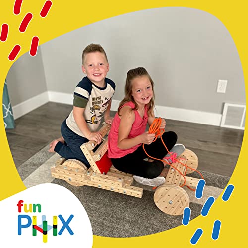 Funphix Kids Wooden Toys - 290-Piece Wooden Building Blocks Set For Kid Table, Toy Workbench, Cars, Furniture - Construction Toy Set For Stem Learning With Wood Blocks, Wheels & Plates For Ages 5 #TOP2