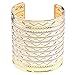 LuremeĀ® Carved Wave Fish Silver Glitter Gold Tone Open End Wide Cuff Bangle Bracelet for Women 06000605-1*
