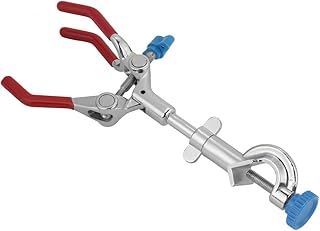 QANYEGN Lab Clamp, Adjustable 3 Prong Swivel Flask Clamp, Lab Test Tube Condenser Lab Holder with Flexible Jaws
