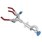 Adjustable Three Prong Clamp, Metal Lab Flask Holder with Plastic Covered Prongs for Test Tube Condenser in Laboratory