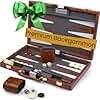 Large Backgammon Sets for Adults - Classic Board Games for 2 Players Adults and Kids - Premium Backgammon Set 15 inch Board and 32 Backgammon Pieces in Quality PU Leather Case - Gift for Man