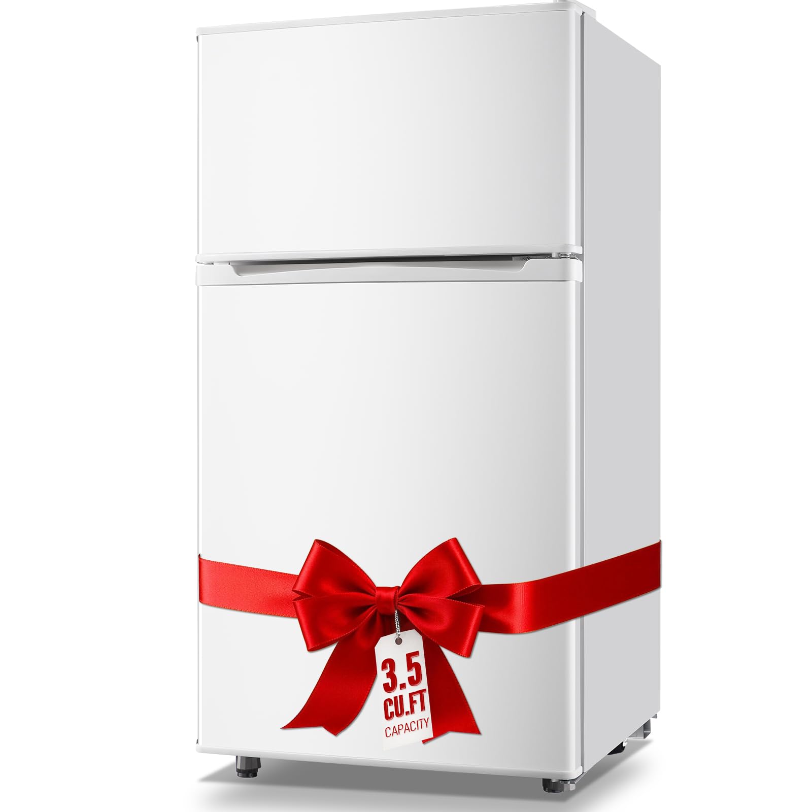 WANAI Mini Fridge With Freezer, 3.5 Cu.Ft Small Refrigerator With 2 Door & 7 Gear Mechanical Control & Side Bottle Rack, LED Light, Ideal For Dorm, Kitchen, Apartment, Office, White | Fridge.com