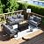 Amopatio Patio Furniture Set with Fire Pit Table, 8 Pcs Aluminum Outdoor Sectional Metal Modern Patio Sofa Sets, 44" Gas Fire Pit Conversation Set for Yard, Dark Grey(Included Waterproof Covers)
