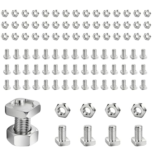 Image of 50 Sets Aluminium Greenhouse Nuts and Bolts M6 x 12mm, Square Head Greenhouse Bolt Set with Hex Nuts for Greenhouse Repair Building Shelves Staging Frame Fixing