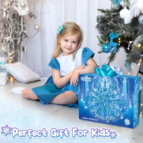 Golray Toys for Girl Gift Kids Makeup Kit Winter Princess Dress Up Set, Purse & Ice Cape & Real Make up & Nail Polish & Snow Wand, Birthday Gift Toys for Little Girls Toddlers Age 3 4 5 6 7 8 Year Old by Golray - Image 7