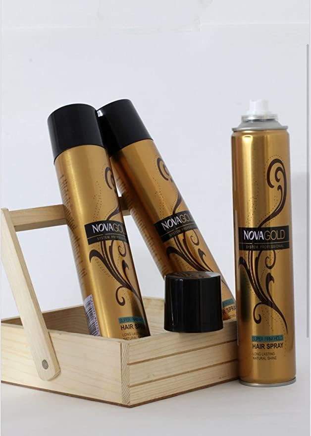 Image of Nova Gold Super Hold Hair Spray For Men & Women of All Hair Types | Professional Hair Styling Spray with No Hair Stiffness, Natural Finish & Strong Hold (400 ML, Pack of 1)