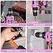 FADAKWALT Cordless Drill Set, 20V Electric Power Drill With Battery And Charger, 30N Torque, 21+1 Settings, 3/8-Inch Keyless Chuck, Driver Bits Kit, LED Light (Pink)