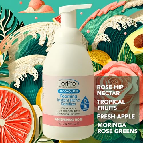 Image of ForPro Alcohol-Free Foaming Instant Hand Sanitizer, 20 Fl Oz - Moisturizing, Dye-Free Formula, Whispering Rose Scent