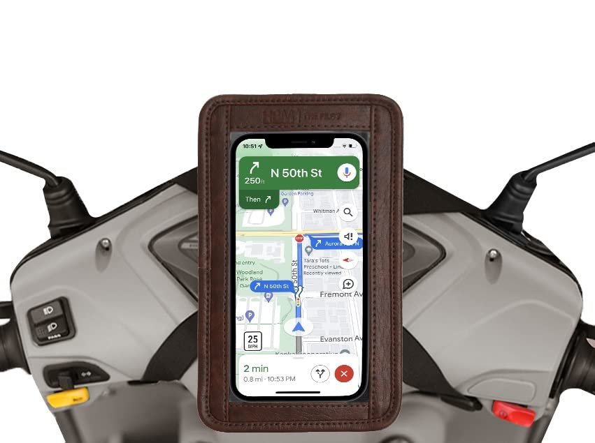 HBM Universal Mobile Holder| Mobile Holder for All Type of Scooters Activa scooty etc|Scooter Phone Cover Holder| Bike Mobile Stand| Bike Accessories| (PU-Brwn-P09)