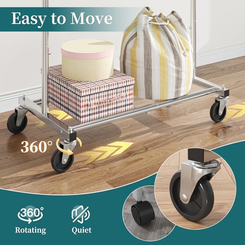 image for Simple Trending Standard Rod Clothing Garment Rack, Rolling Clothes Or