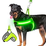 Harnais lumineux pour chien de grande taille avec lumière clignotante qui brille dans le noir, harnais gilet LED rechargeable par USB avec 3 modes d'éclairage – Harnais élégant pour promenade
