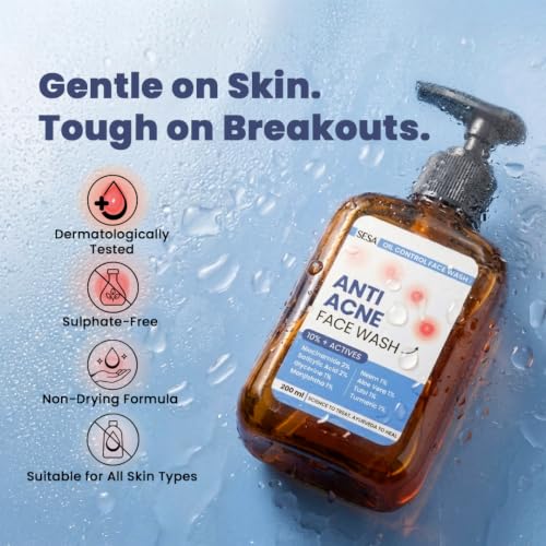 Image of SESA VEDSCIENCE 2% Salicylic Acid, 2% NiacinamideOil Control Face Wash, 200 ml | 10%+ Actives with Neem, Aloe Vera & Tulsi | Helps Control Excess Oil, Cleanse Pores & Reduce Breakouts | For Brighter & Clear Skin
