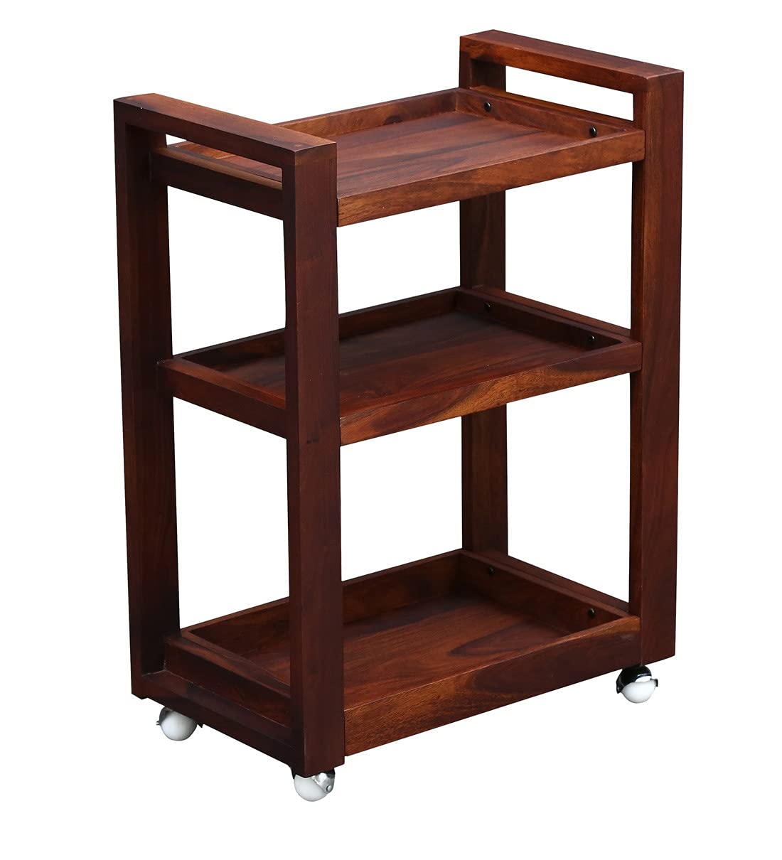WOODTREND Bar Trolley Wooden | Solid Wood Bar Trolley | Folding Bar Serving Service Trolley | Style Rolling Storage Cabinet Trolley for Kitchen Bar Dining Room | Honey Oak Finish-image-40