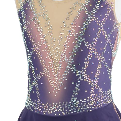 ZAGITOVA Saia de malha de patinação no gelo feminina feminina feita à mão vestido de patinação artís