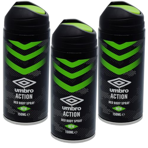 3x Umbro Action Deodorant Body Spray - 150ml - (With A Free Fridge Magnet)