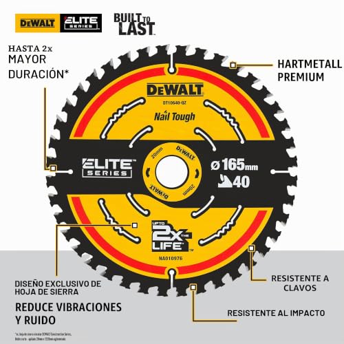 Miniatura 4 de Dewalt Dt10640-Qz - Disco De Corte, Diámetro 165mm, 40 Dientes Extreme, Hoja De Corte Para Sierras Circulares, Tamaño Del Agujero 20mm