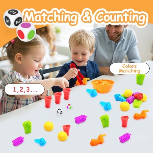 Counting Color Sorting Toys Food Matching Game with Rainbow Bowls and Dices — 사진 5