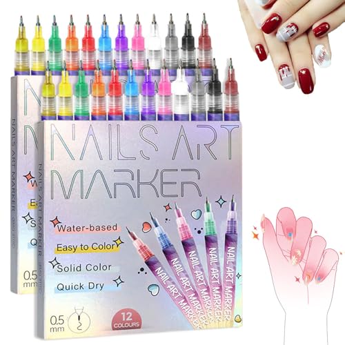 Image of Nail Art Pens Set 12 Colors Nail Art Markers,2025 Nail Polish Pens Drawing Painting Pen for Home Salon,Quickly Dry Nail Art Nail DIY Decoration for Adult