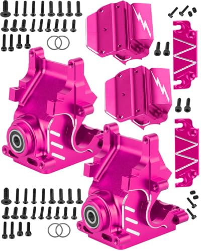 RCHuiWow RC Transmission Case Upgrades Part for 1/8 Typhon Kraton Outcast Notorious Talion 6S BLX,1/7 Infraction Limitless Mojave Felony 6S BLX,Alloy Front Rear Gear Box Case,Pink