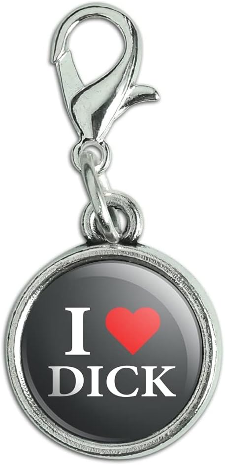 GRAPHICS & MORE I Love Dick Heart Antiqued Bracelet Pendant Zipper Pull Charm with Lobster Clasp