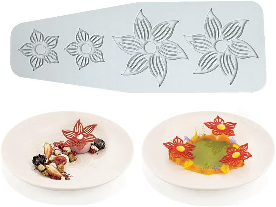 Silicone Lace Mold Flower Silicone Molds Assorted Textured Cake Mat Hollow 3D Fruit Apple Pear Lace Mat Cake Molds for Baking, Resin, Soap, Sugar Craft Cake Decoration (A_10.48x3.84x0.12 inch)