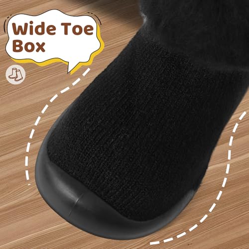 MK MATT KEELY Buty do nauki chodzenia dla niemowląt, zimowe, ciepłe, pluszowe, dla małych dzieci, dziewczynek, chłopców, buty do raczkowania na zewnątrz z antypoślizgową podeszwą, czarny, 18-24